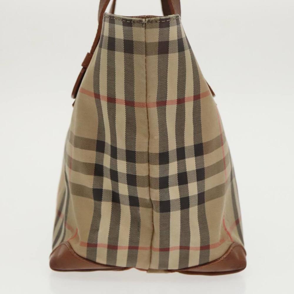 Burberrys Nova Check Hand Bag Canvas Beige Auth bs19923 - Picture 3 of 16